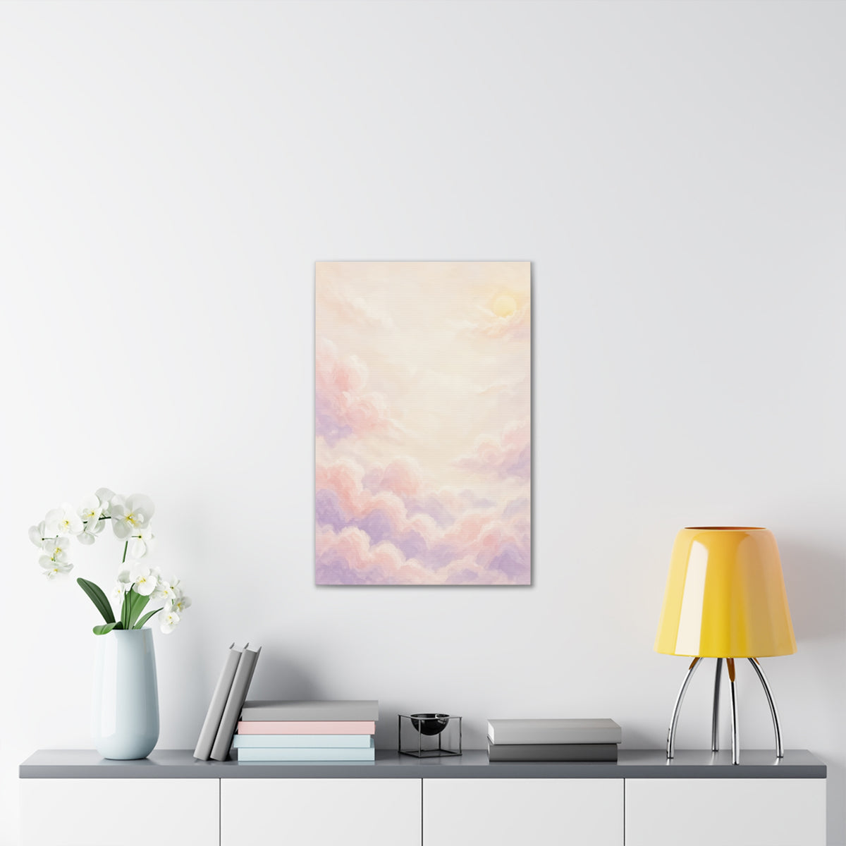 Pastel Cloud Nursery Canvas | Soft Sky Wall Landscape, Stretched Canvas 0.75"
