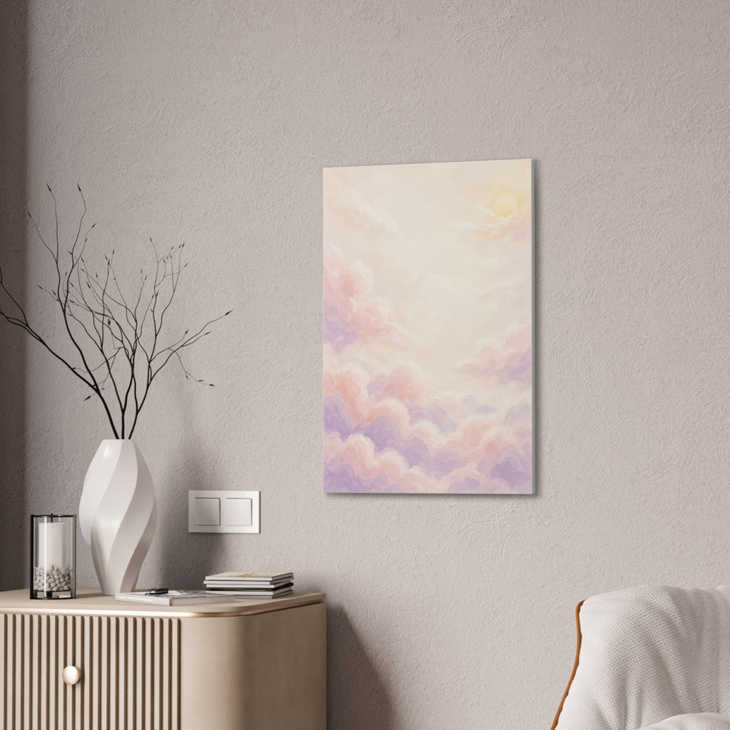 Pastel Cloud Nursery Canvas | Soft Sky Wall Landscape, Stretched Canvas 0.75"