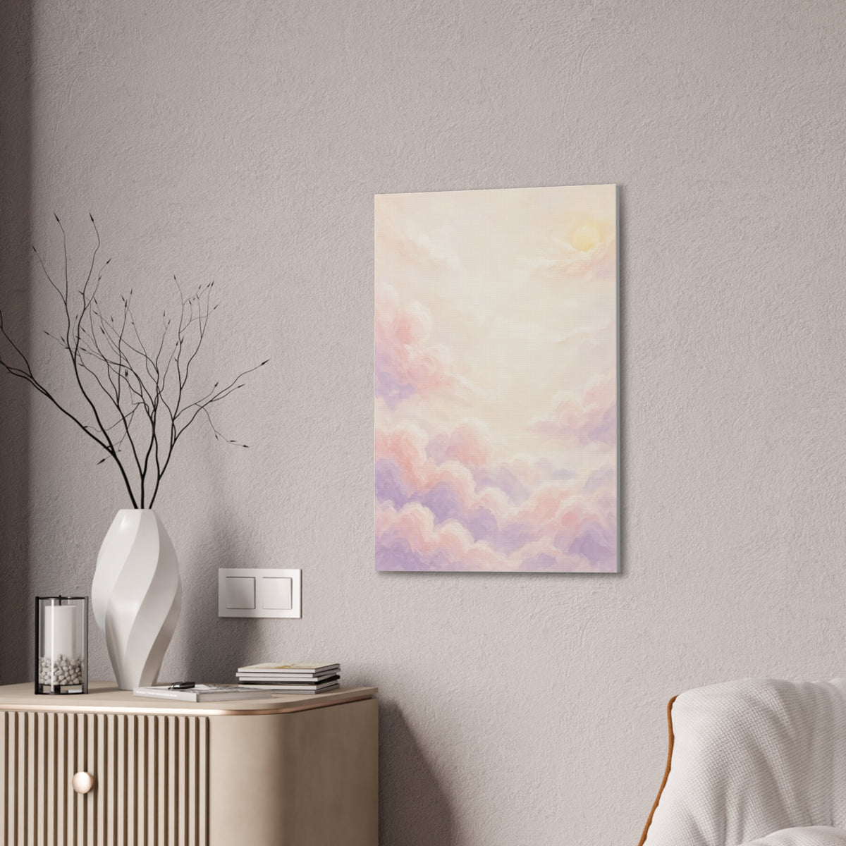 Pastel Cloud Nursery Canvas | Soft Sky Wall Landscape, Stretched Canvas 0.75"