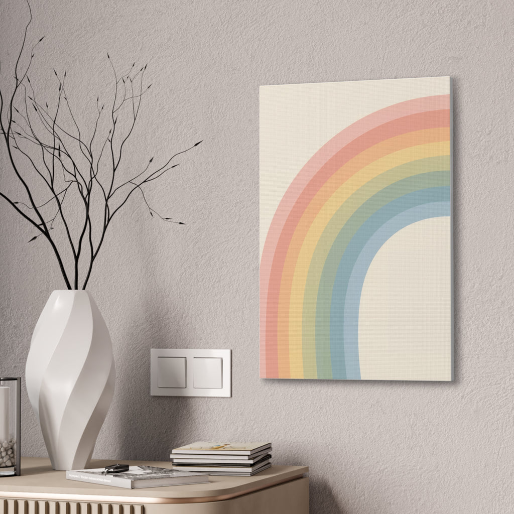 Pastel Rainbow Arch Nursery Print | Soft Gradient Baby Room Canvas | Modern Gender Neutral Decor, Stretched Canvas 0.75"