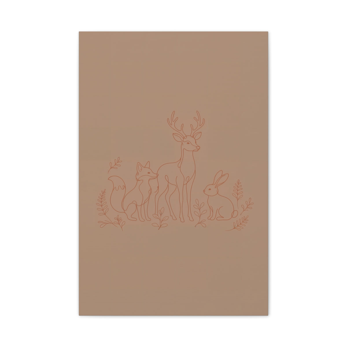 Woodland Animal Line Art Nursery Print | Fox Deer Rabbit Canvas | Gender Neutral Nursery Decor
