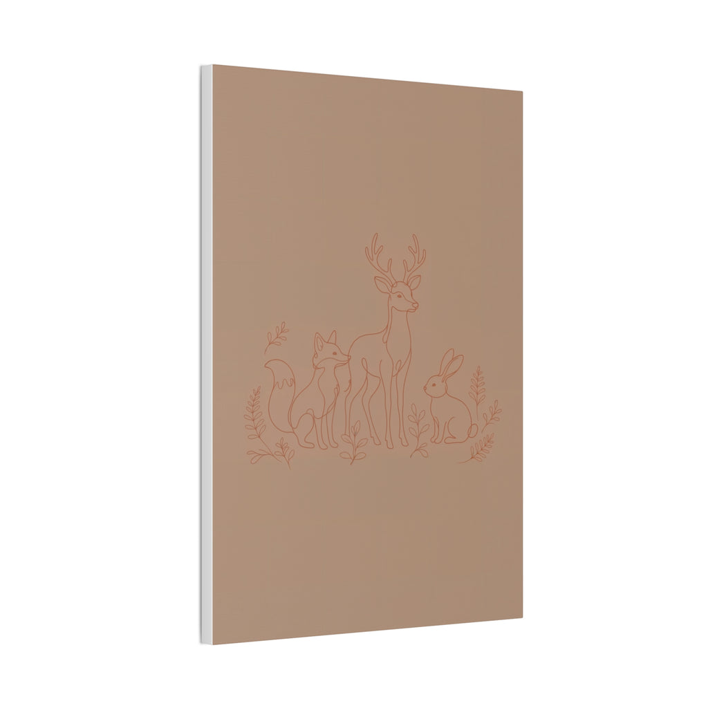 Woodland Animal Line Art Nursery Print | Fox Deer Rabbit Canvas | Gender Neutral Nursery Decor