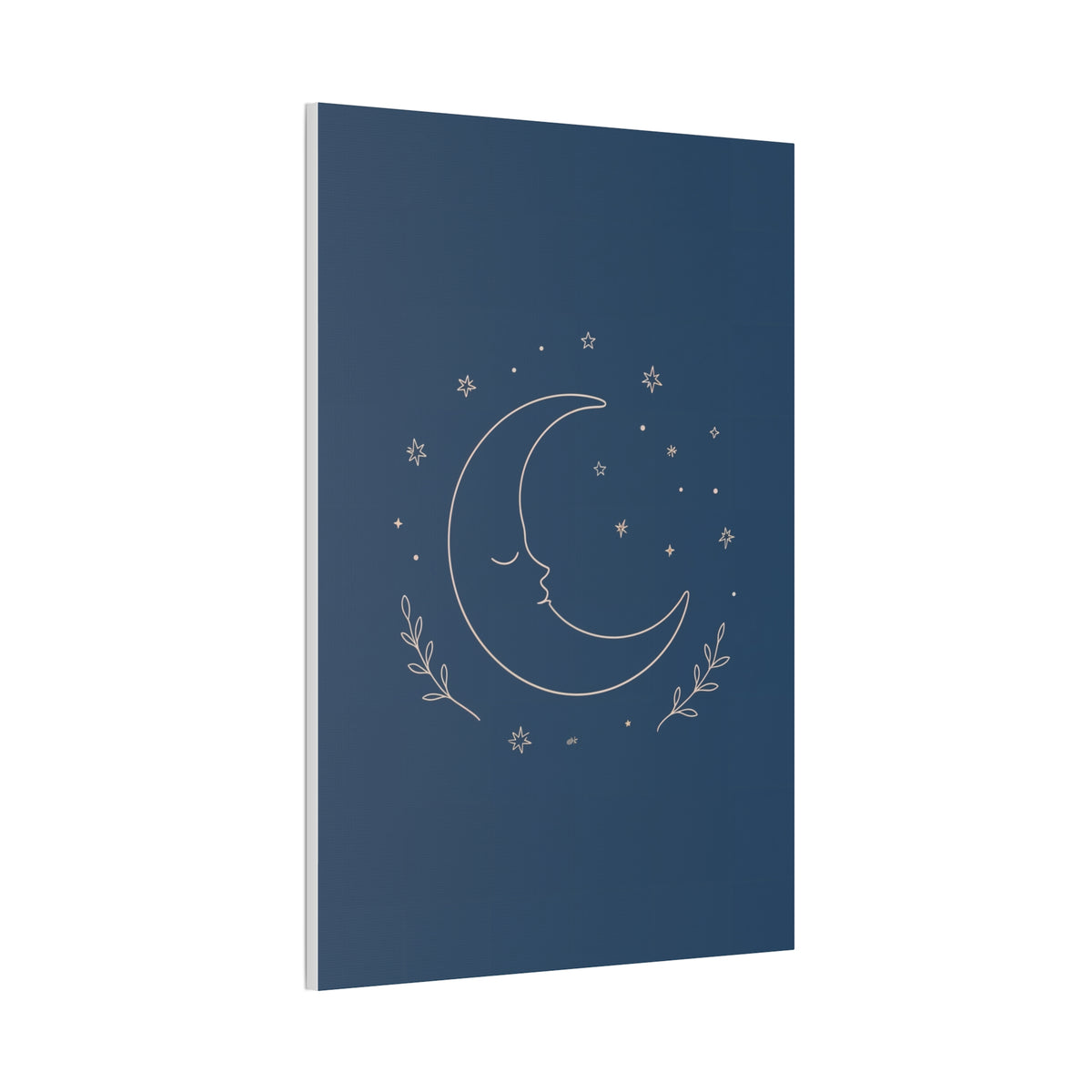 Sleepy Moon Nursery Print | Celestial Baby Room Canvas | Dusty Blue Bedtime Wall Art