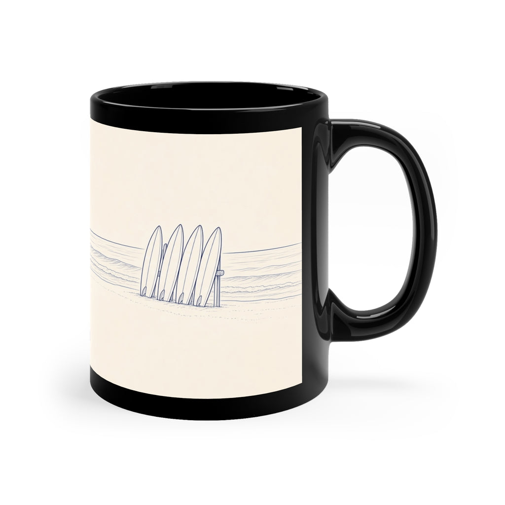 Be the Bird "Beach Life" Ceramic Coffee Mug — 11oz Black Accent