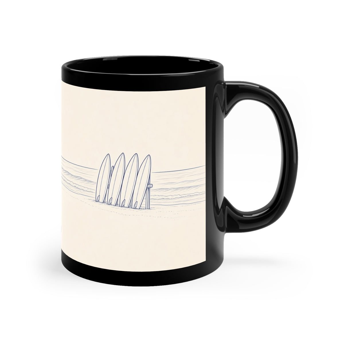 Be the Bird "Beach Life" Ceramic Coffee Mug — 11oz Black Accent