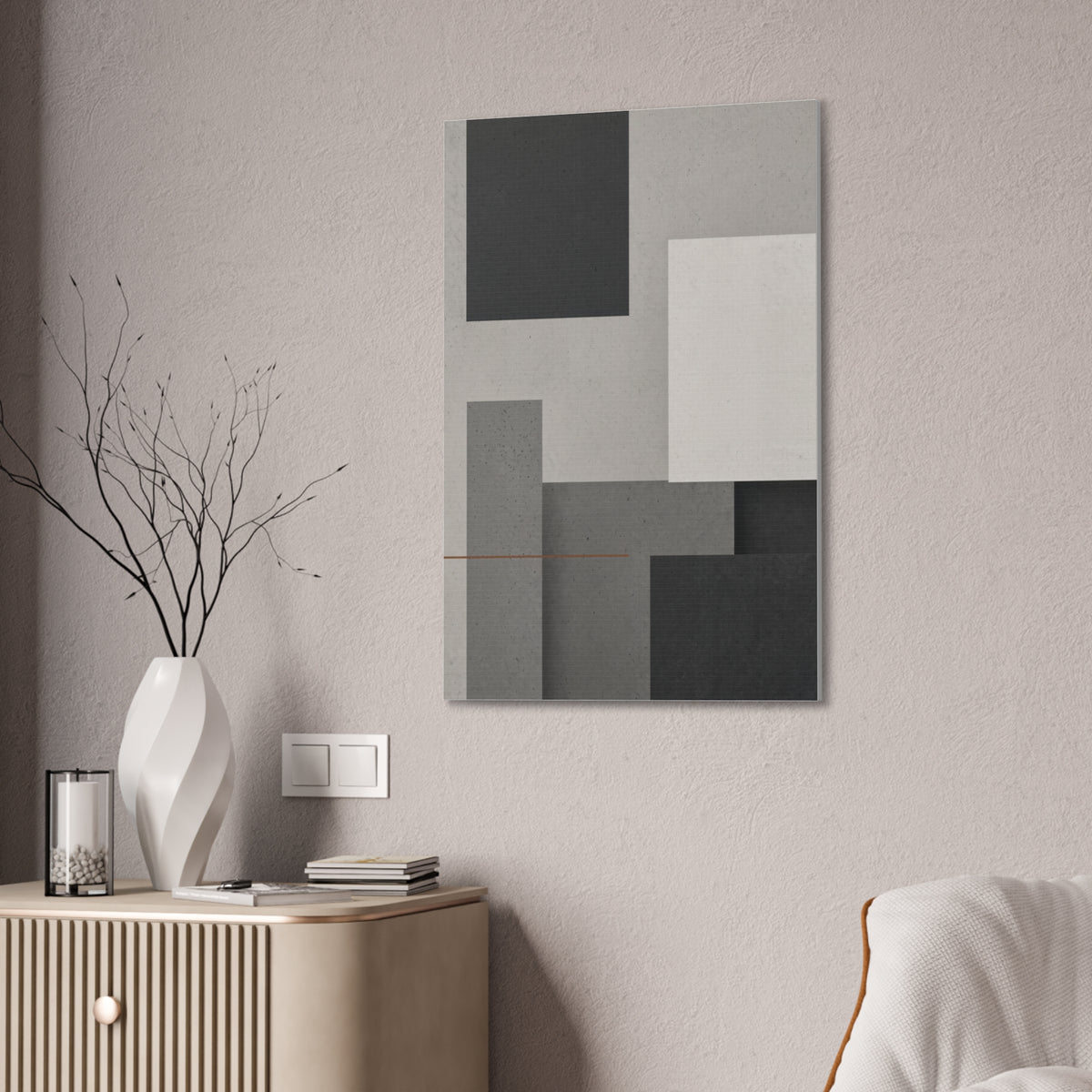 Brutalist Concrete Abstract Canvas | Industrial Modern Wall Art | Minimalist Loft Decor