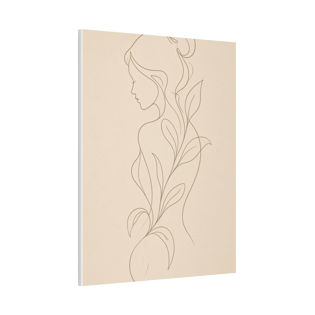 Minimal Line Art Woman Canvas — Neutral Botanical Silhouette Wall Art