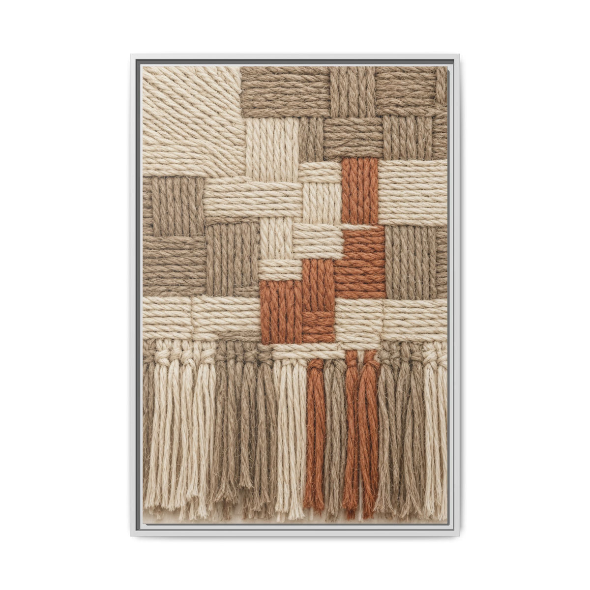 Woven Fiber Art Look Canvas | Boho Macrame Style Wall Art | Natural Textured Wall Decor