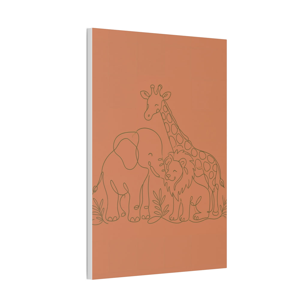 Safari Friends Line Art Canvas — Terracotta Nursery Wall Art