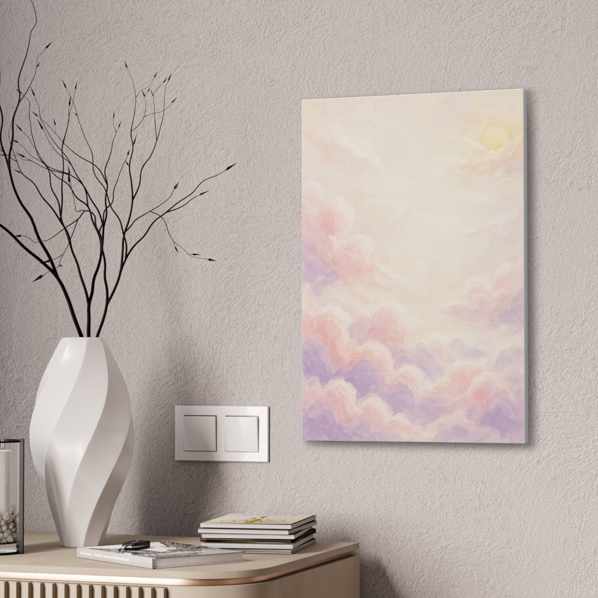 Pastel Cloud Nursery Canvas | Soft Sky Wall Landscape, Stretched Canvas 0.75"