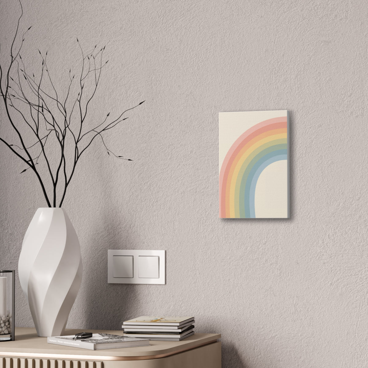 Pastel Rainbow Arch Nursery Print | Soft Gradient Baby Room Canvas | Modern Gender Neutral Decor, Stretched Canvas 0.75"
