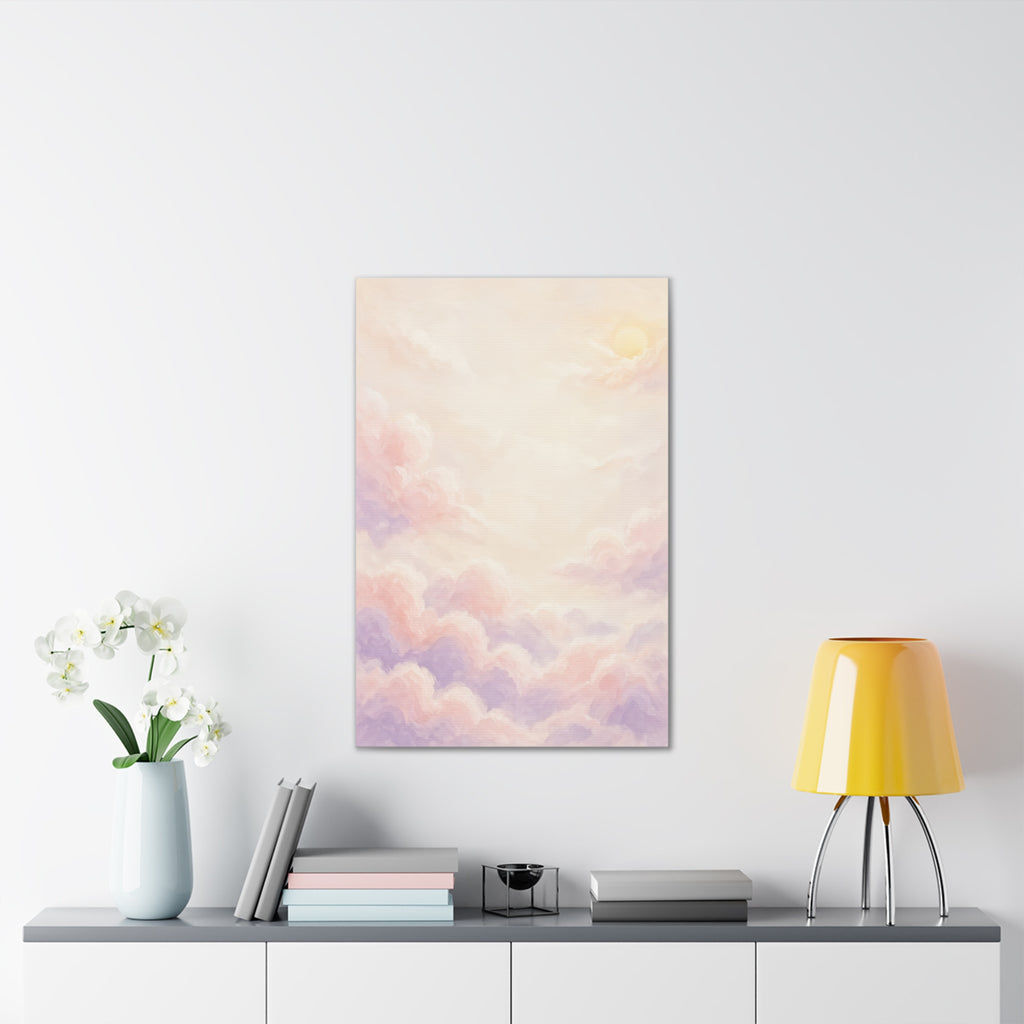 Pastel Cloud Nursery Canvas | Soft Sky Wall Landscape, Stretched Canvas 0.75"