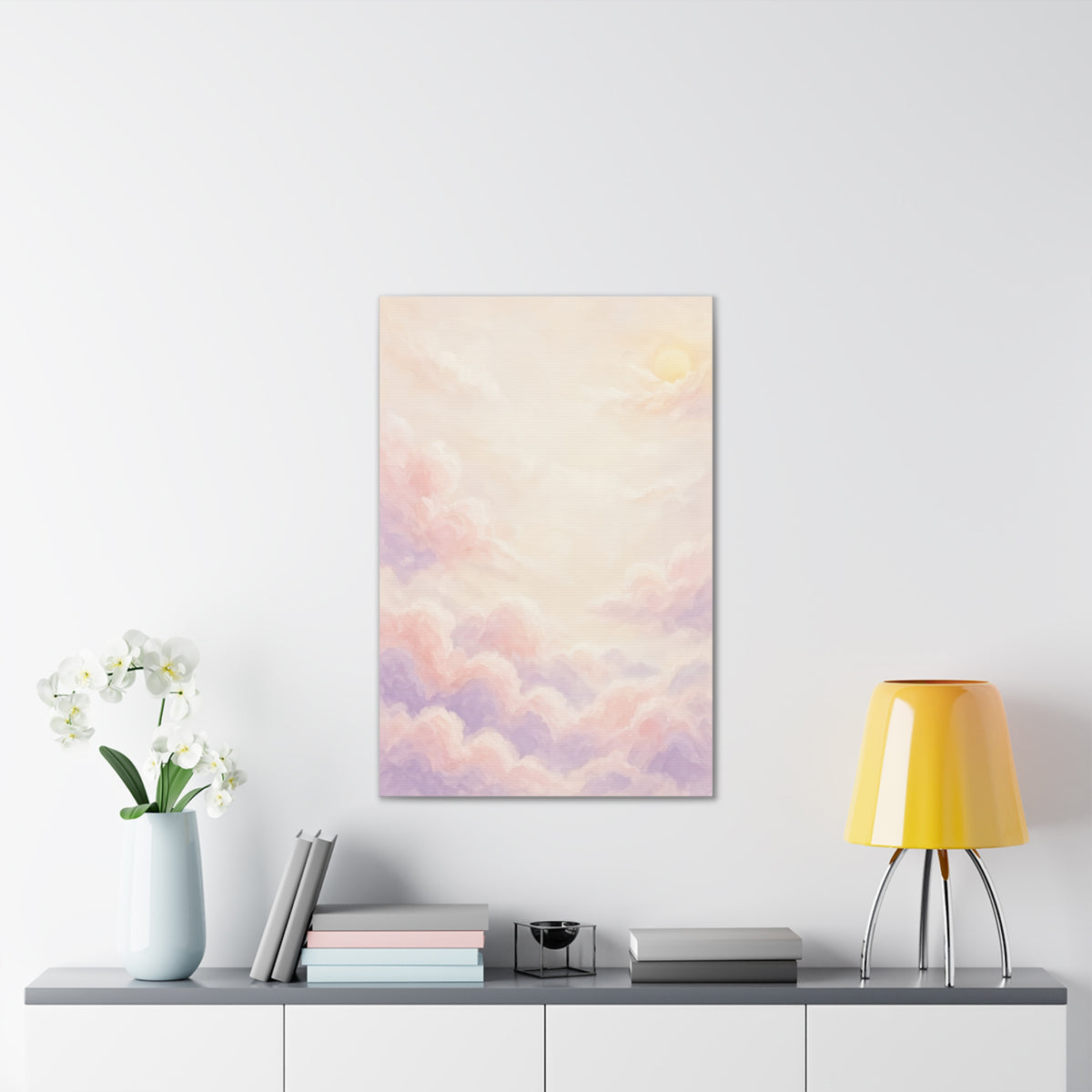 Pastel Cloud Nursery Canvas | Soft Sky Wall Landscape, Stretched Canvas 0.75"