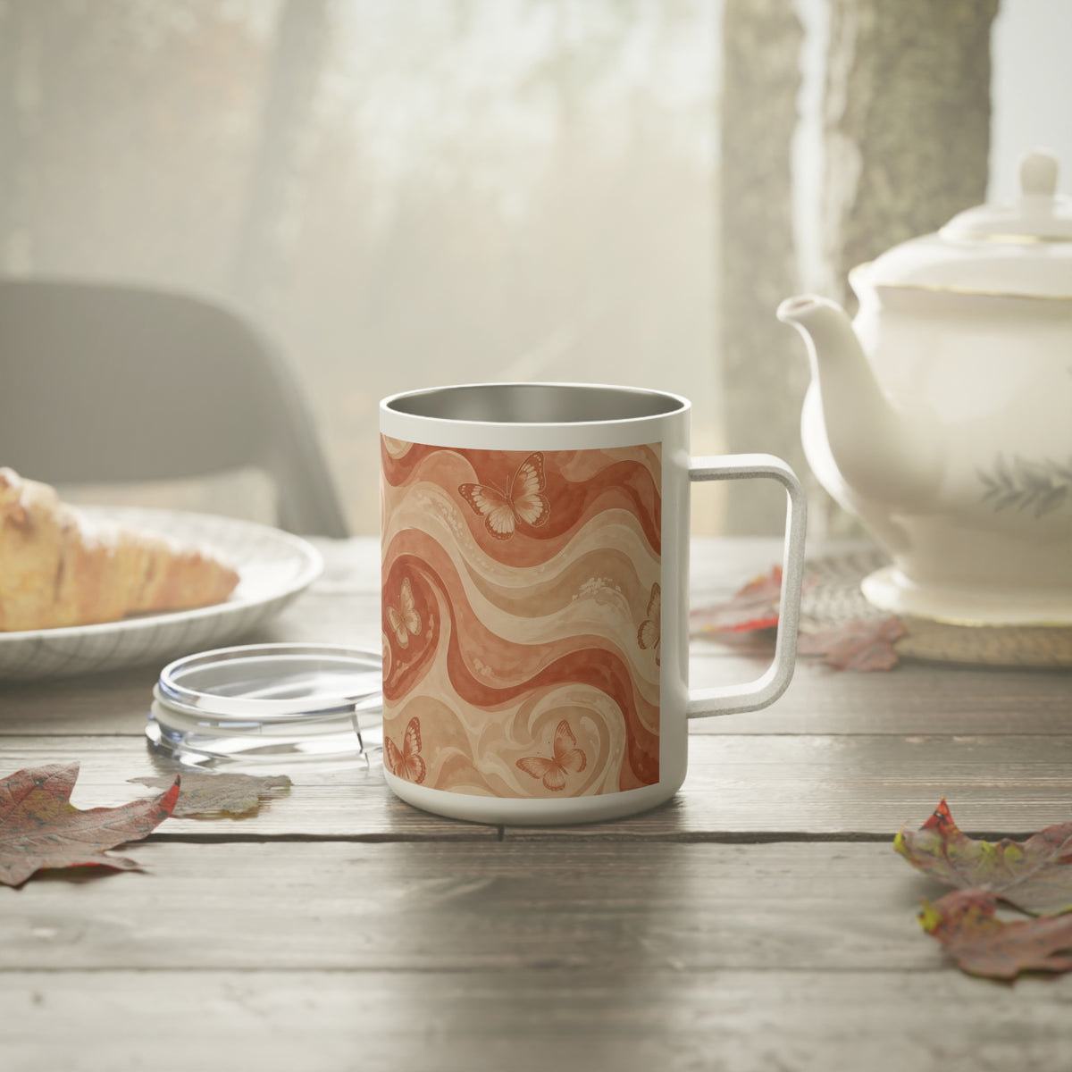 Butterfly Abstract Swirl Coffee Mug | Minimalist Aesthetic Mug | Warm Boho Gift