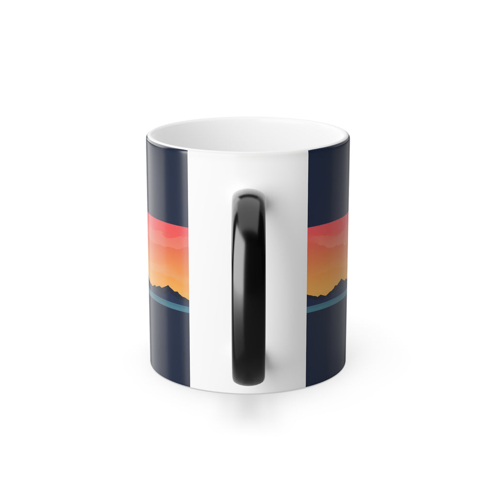 Color-Changing Sunset Mug — 11 oz Heat-Activated Mountain Landscape