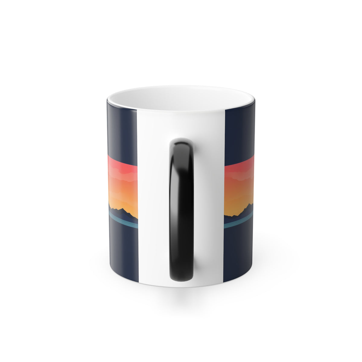 Color-Changing Sunset Mug — 11 oz Heat-Activated Mountain Landscape