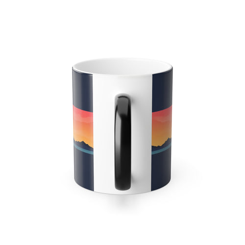Color-Changing Sunset Mug — 11 oz Heat-Activated Mountain Landscape