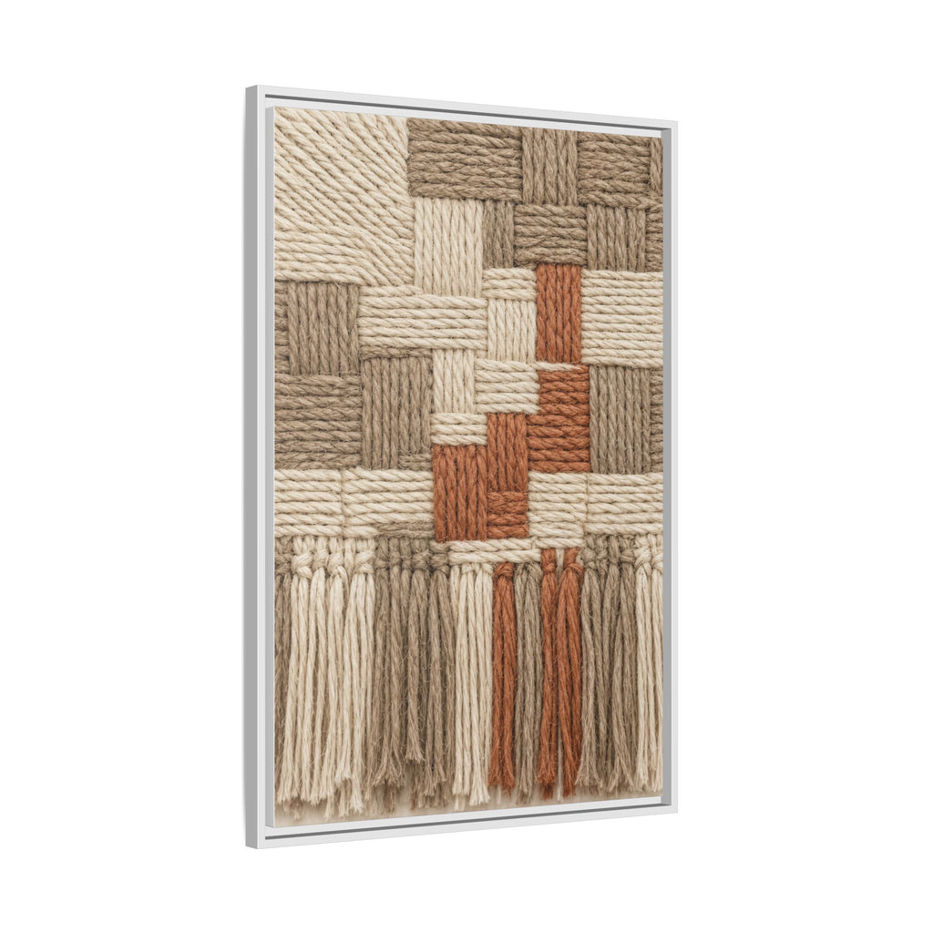 Woven Fiber Art Look Canvas | Boho Macrame Style Wall Art | Natural Textured Wall Decor