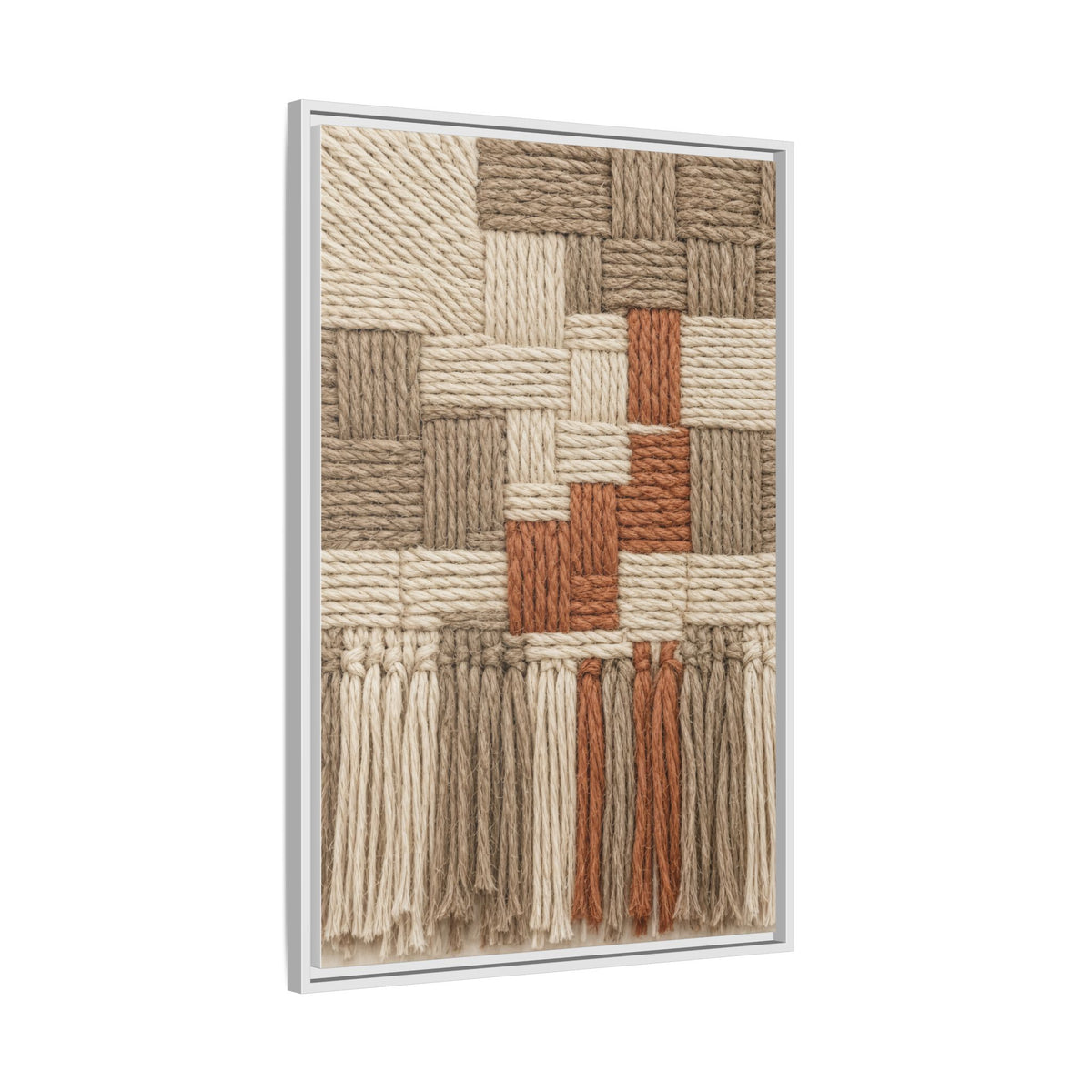 Woven Fiber Art Look Canvas | Boho Macrame Style Wall Art | Natural Textured Wall Decor