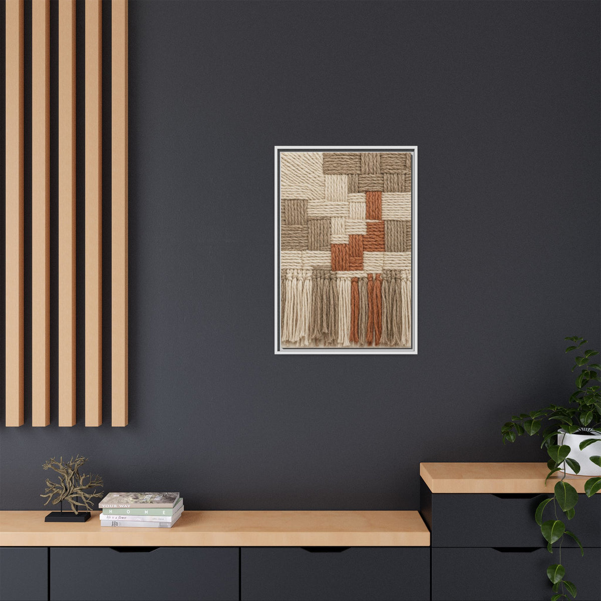 Woven Fiber Art Look Canvas | Boho Macrame Style Wall Art | Natural Textured Wall Decor
