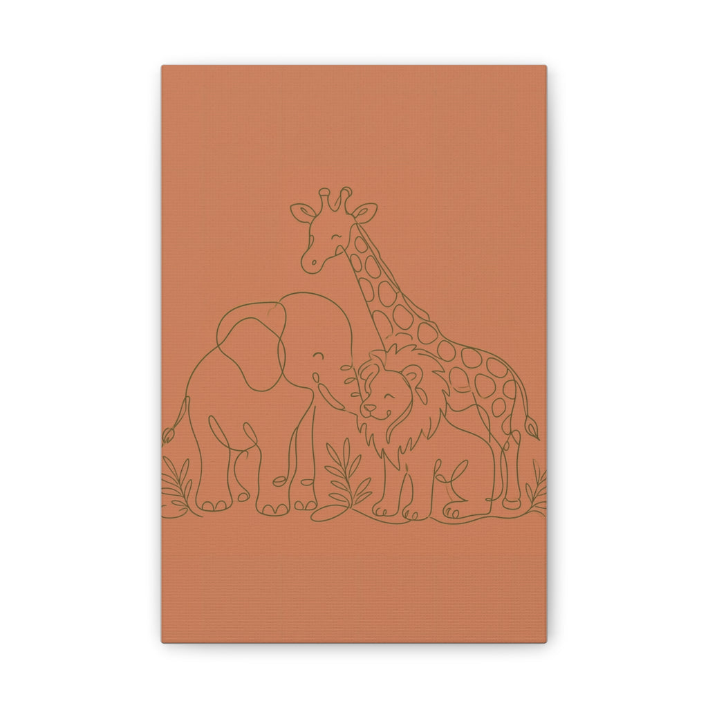 Safari Friends Line Art Canvas — Terracotta Nursery Wall Art