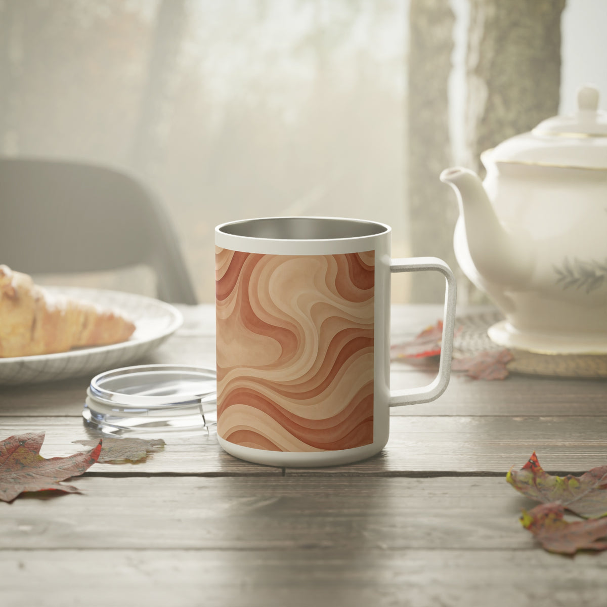 Terracotta Abstract Swirl Coffee Mug | Minimalist Aesthetic Mug | Warm Boho Gift