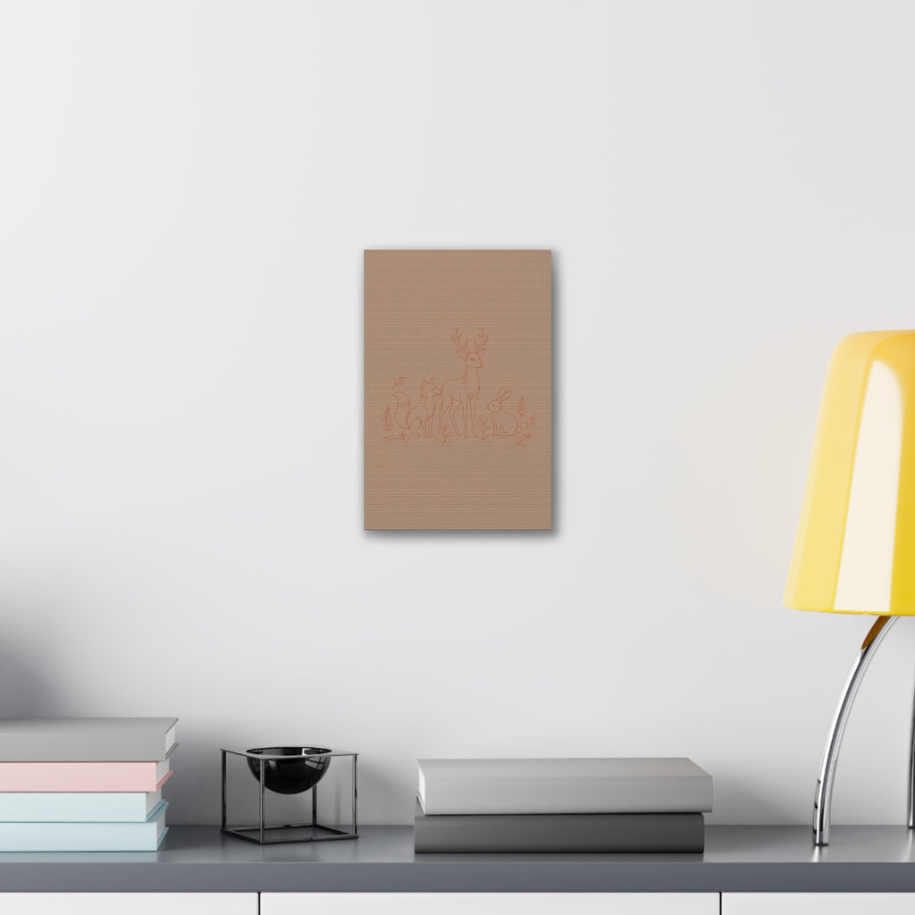 Woodland Animal Line Art Nursery Print | Fox Deer Rabbit Canvas | Gender Neutral Nursery Decor