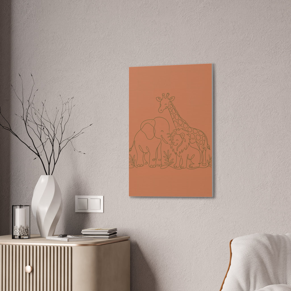 Safari Friends Line Art Canvas — Terracotta Nursery Wall Art