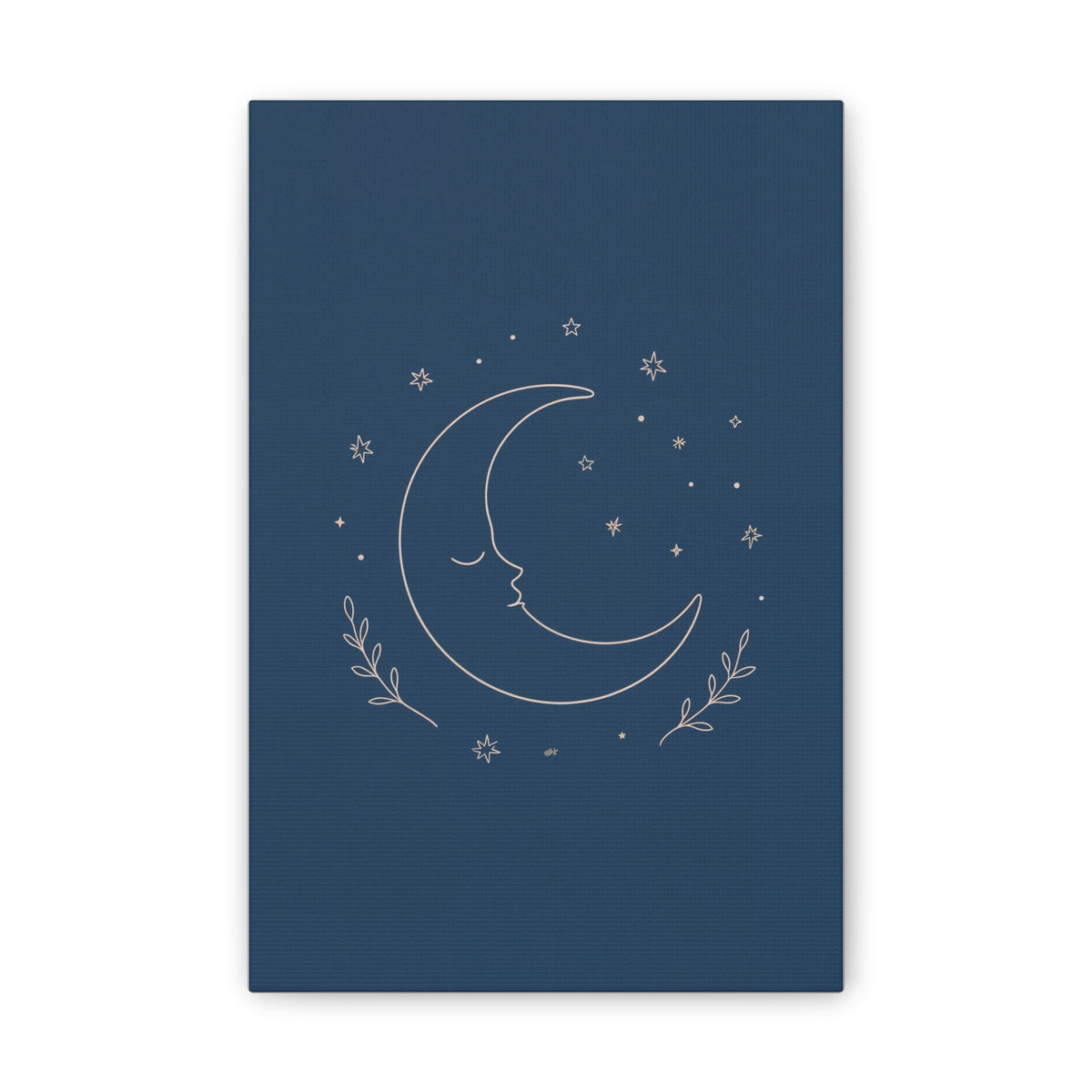 Sleepy Moon Nursery Print | Celestial Baby Room Canvas | Dusty Blue Bedtime Wall Art