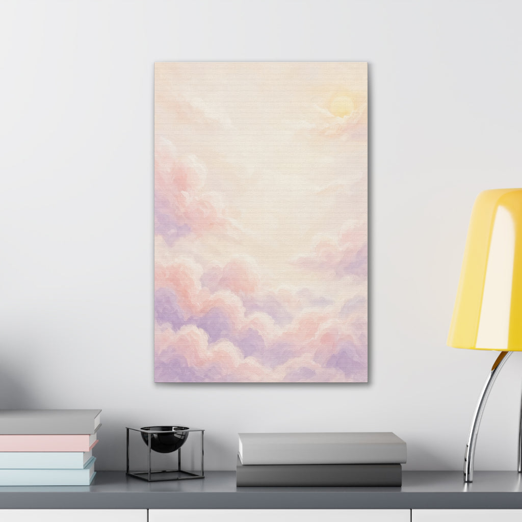 Pastel Cloud Nursery Canvas | Soft Sky Wall Landscape, Stretched Canvas 0.75"