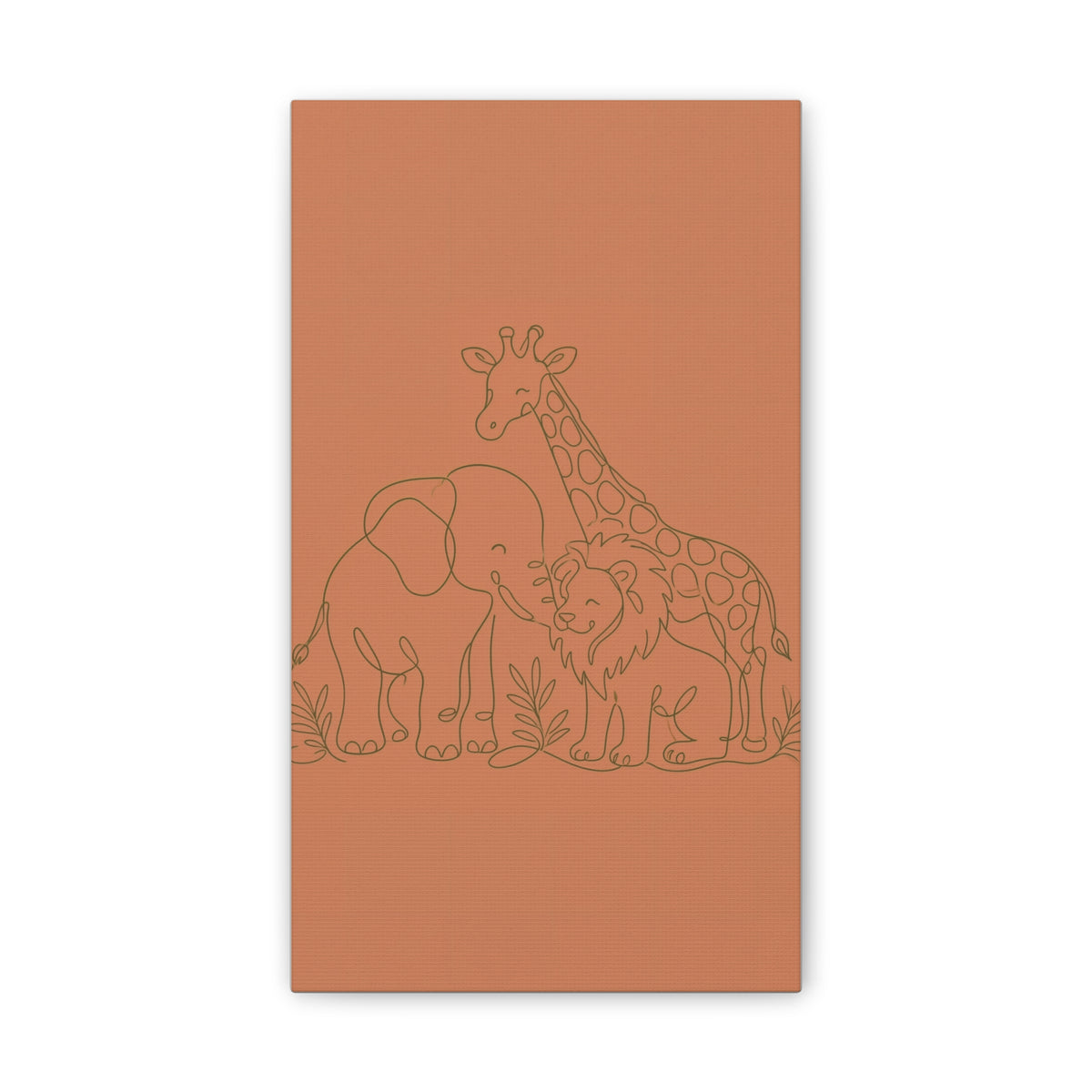 Safari Friends Line Art Canvas — Terracotta Nursery Wall Art