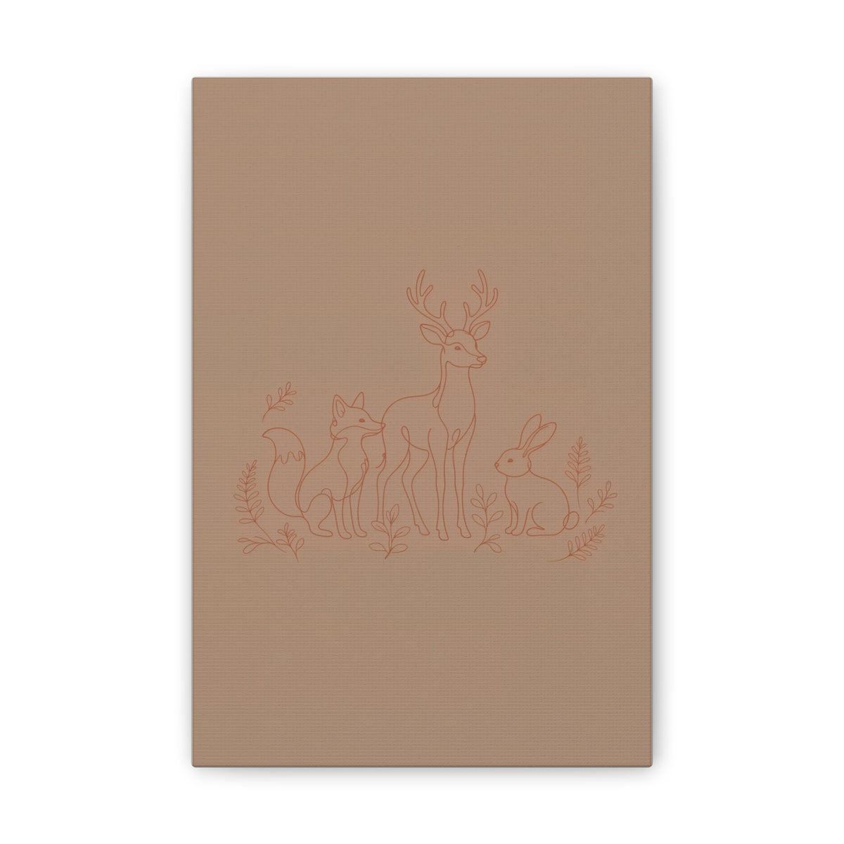 Woodland Animal Line Art Nursery Print | Fox Deer Rabbit Canvas | Gender Neutral Nursery Decor