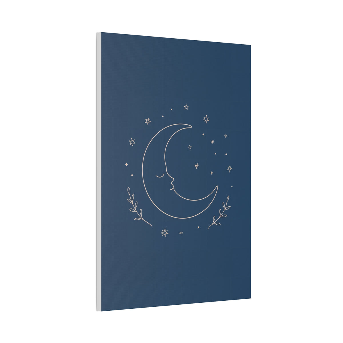 Sleepy Moon Nursery Print | Celestial Baby Room Canvas | Dusty Blue Bedtime Wall Art