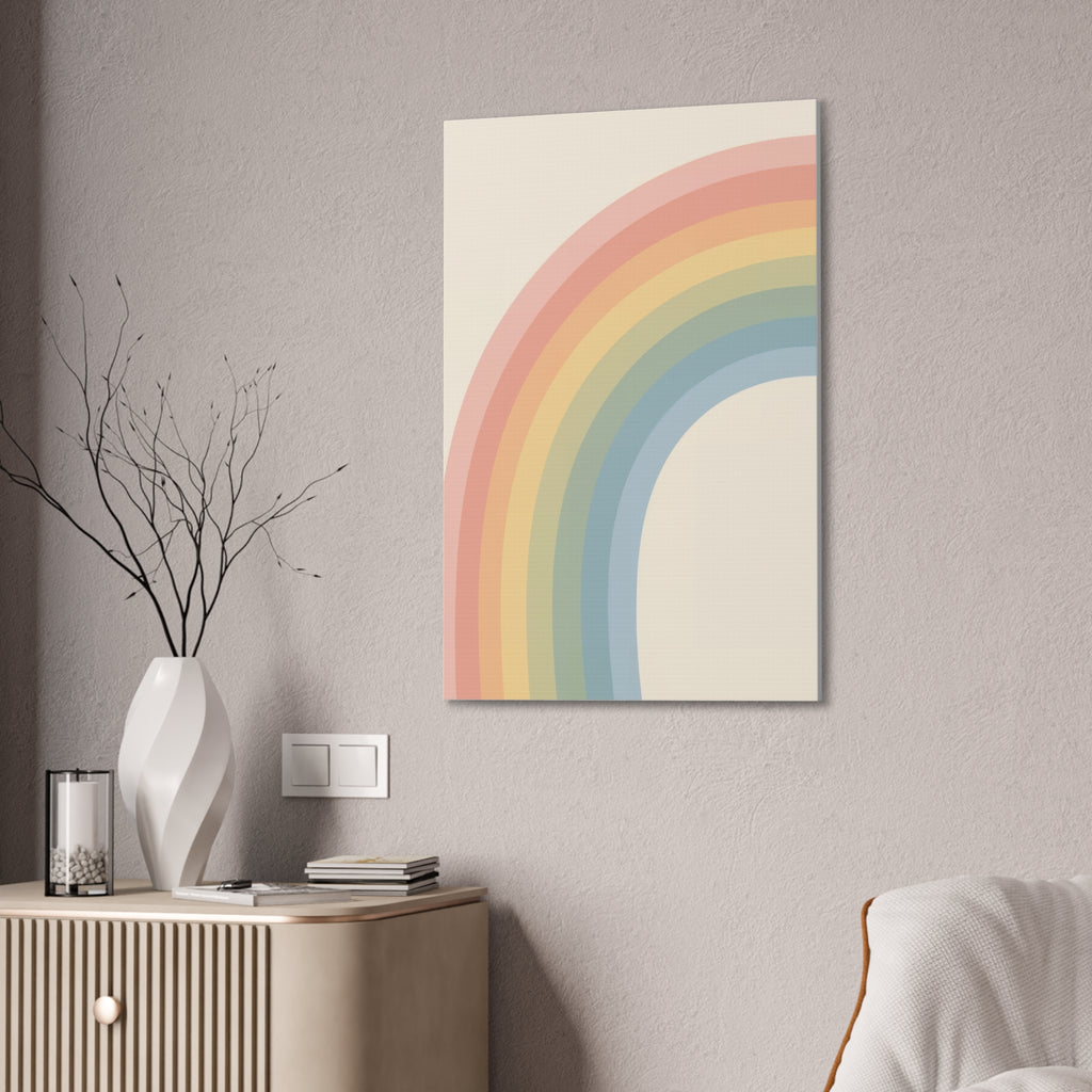 Pastel Rainbow Arch Nursery Print | Soft Gradient Baby Room Canvas | Modern Gender Neutral Decor, Stretched Canvas 0.75"