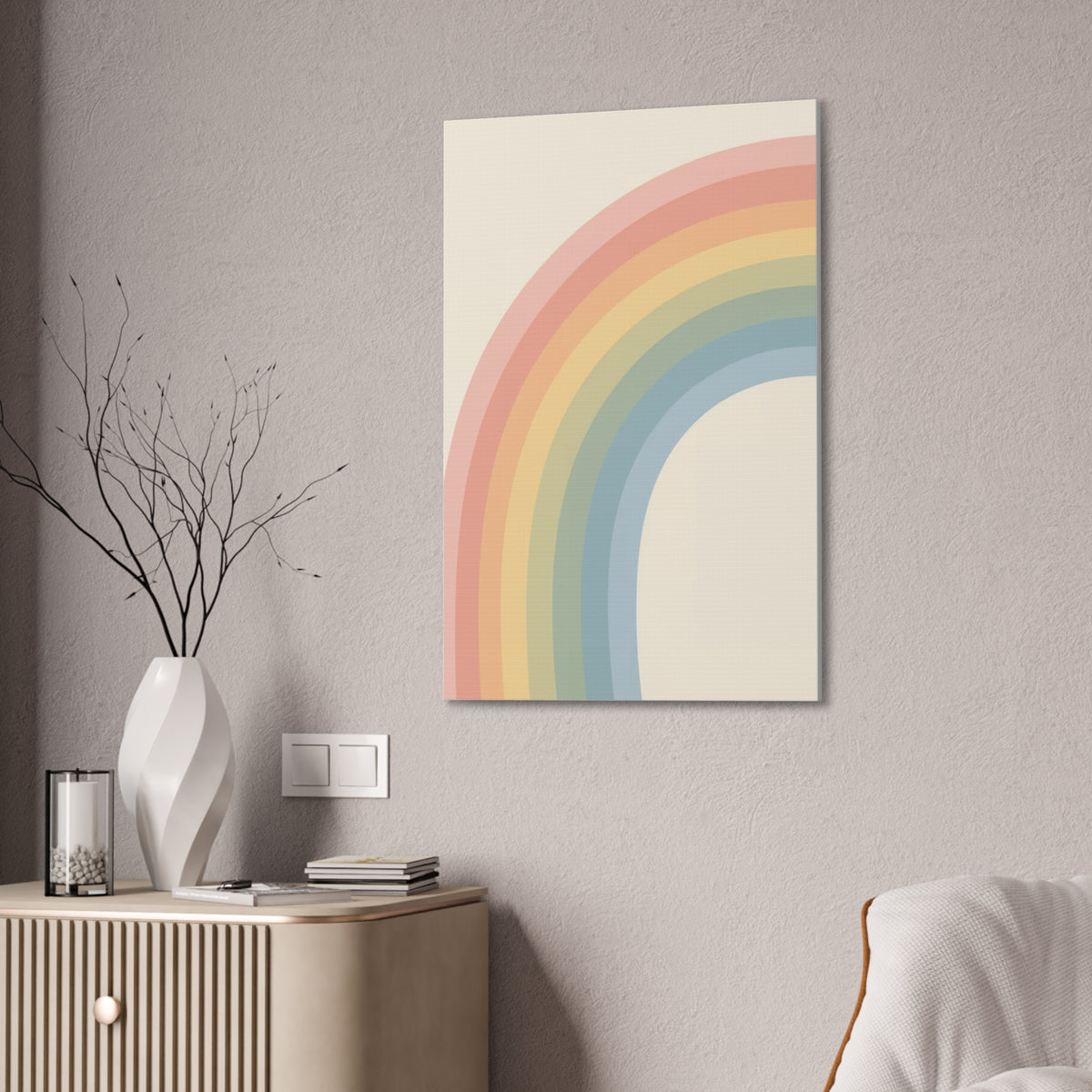 Pastel Rainbow Arch Nursery Print | Soft Gradient Baby Room Canvas | Modern Gender Neutral Decor, Stretched Canvas 0.75"