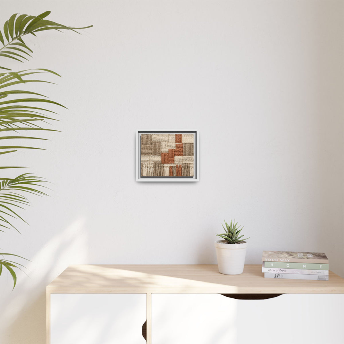 Woven Fiber Art Look Canvas | Boho Macrame Style Wall Art | Natural Textured Wall Decor