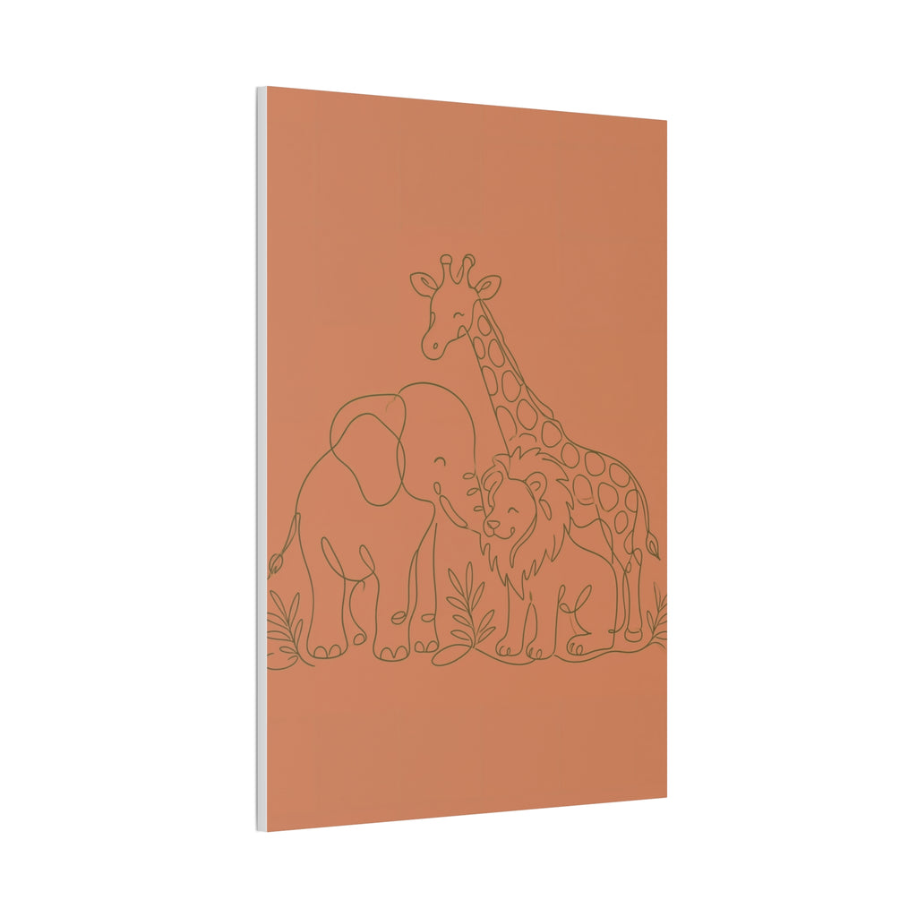 Safari Friends Line Art Canvas — Terracotta Nursery Wall Art