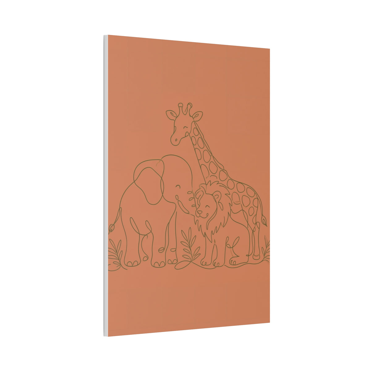 Safari Friends Line Art Canvas — Terracotta Nursery Wall Art