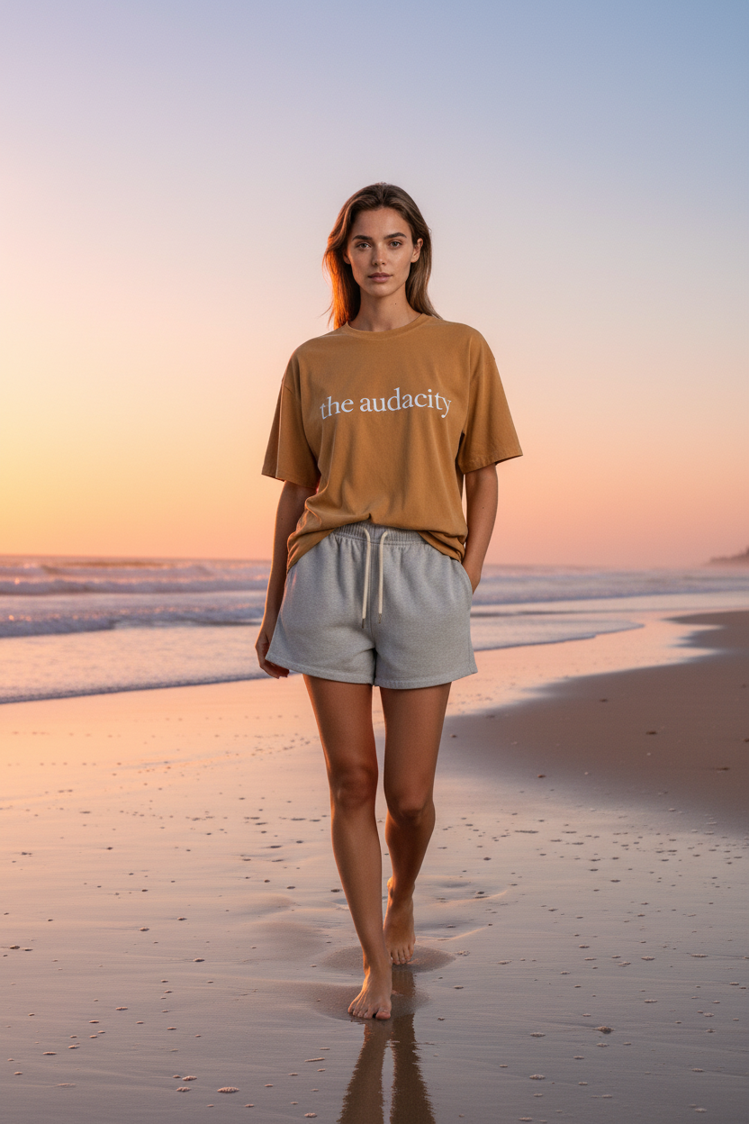 The Audacity Graphic Tee — Minimal Text Vintage Mineral Wash T-Shirt