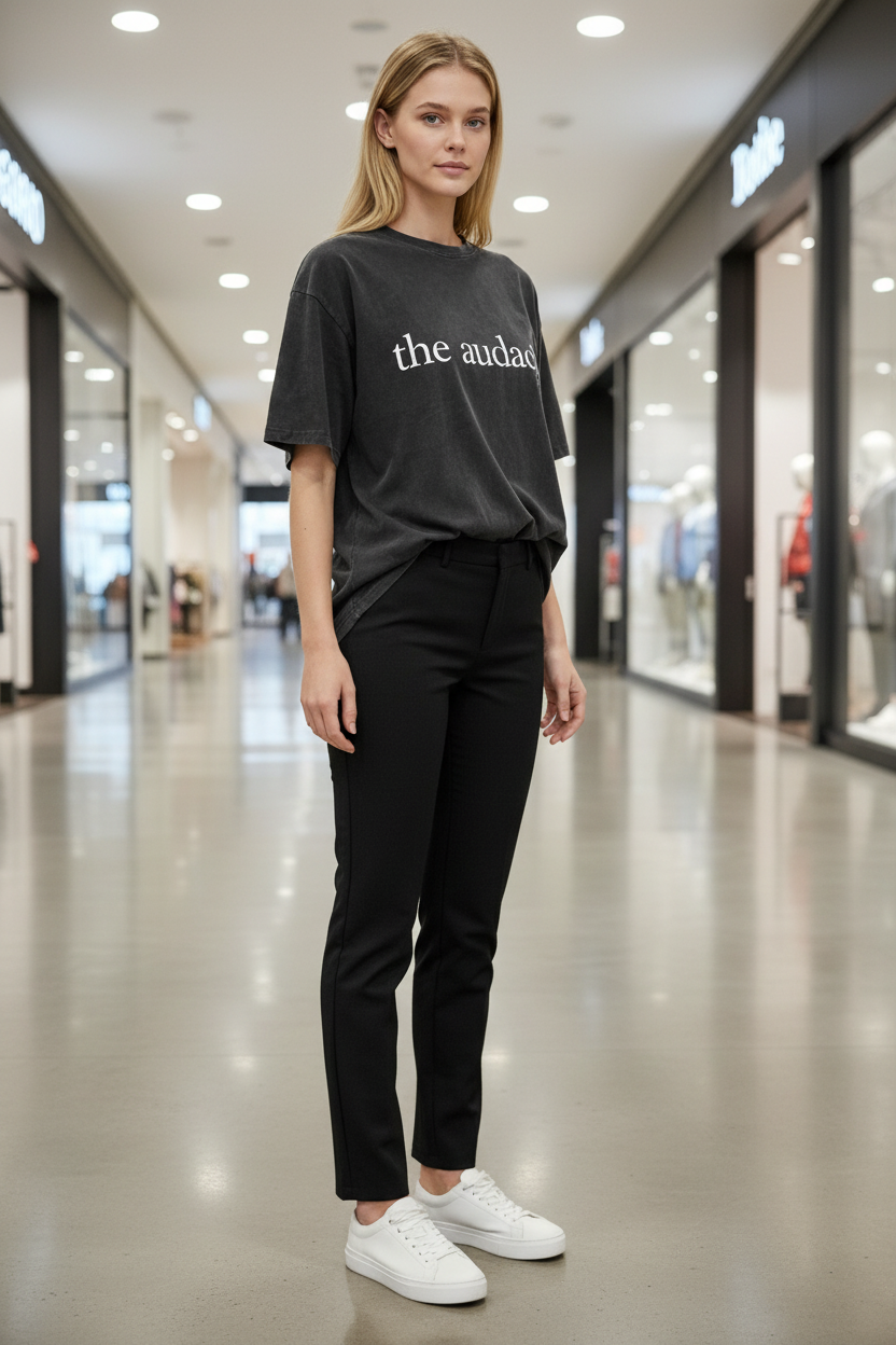The Audacity Graphic Tee — Minimal Text Vintage Mineral Wash T-Shirt