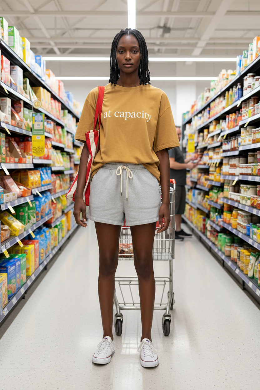 T-Shirt — "at capacity" Minimalist Vintage Washed Tee