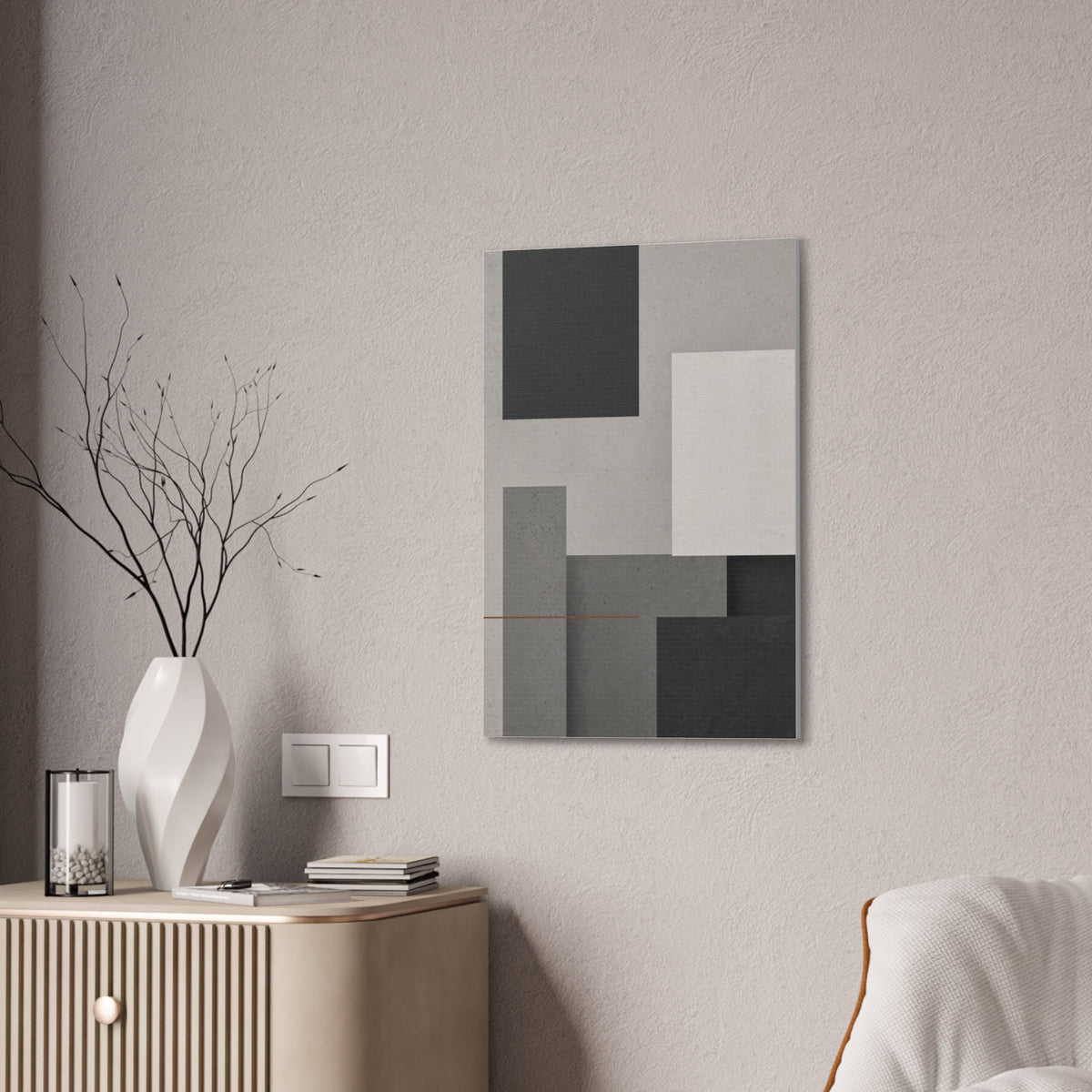 Brutalist Concrete Abstract Canvas | Industrial Modern Wall Art | Minimalist Loft Decor