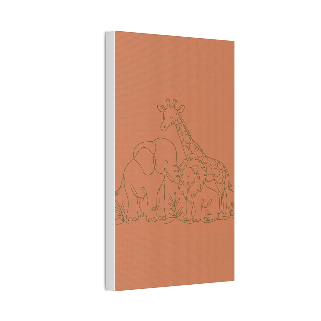 Safari Friends Line Art Canvas — Terracotta Nursery Wall Art