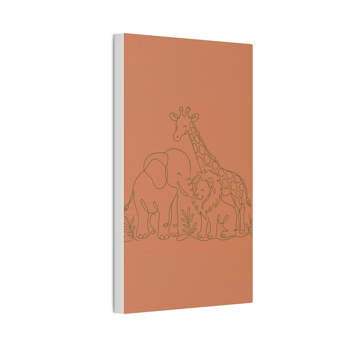 Safari Friends Line Art Canvas — Terracotta Nursery Wall Art