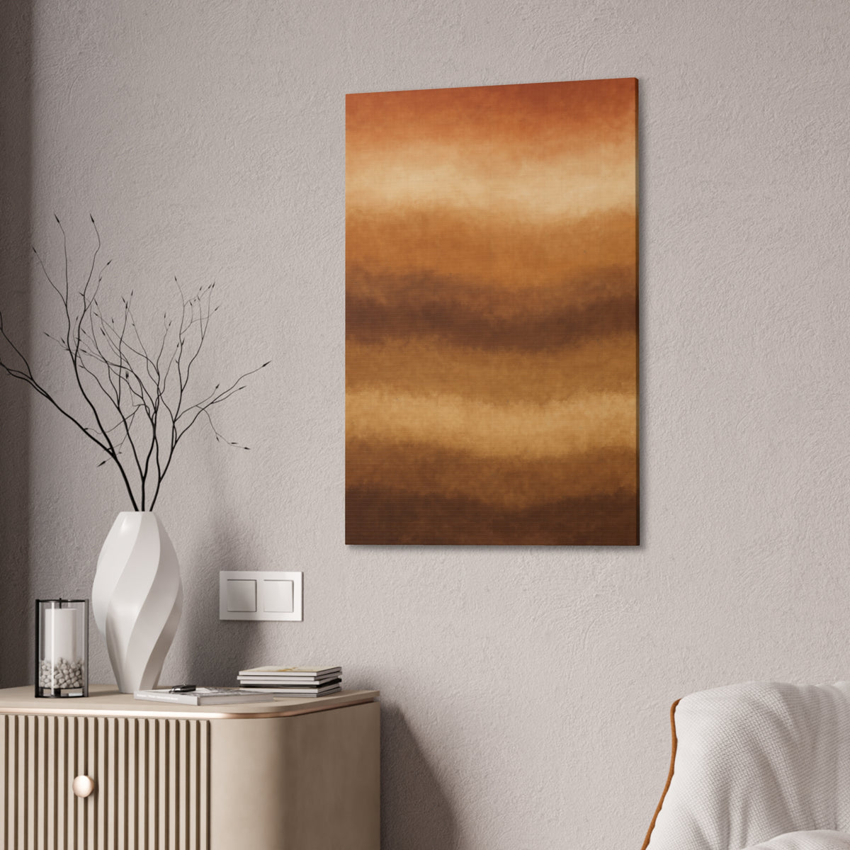 Monochrome Gold Leaf Abstract Canvas | Black White Luxe Wall Art | Modern Gallery Living Room Decor