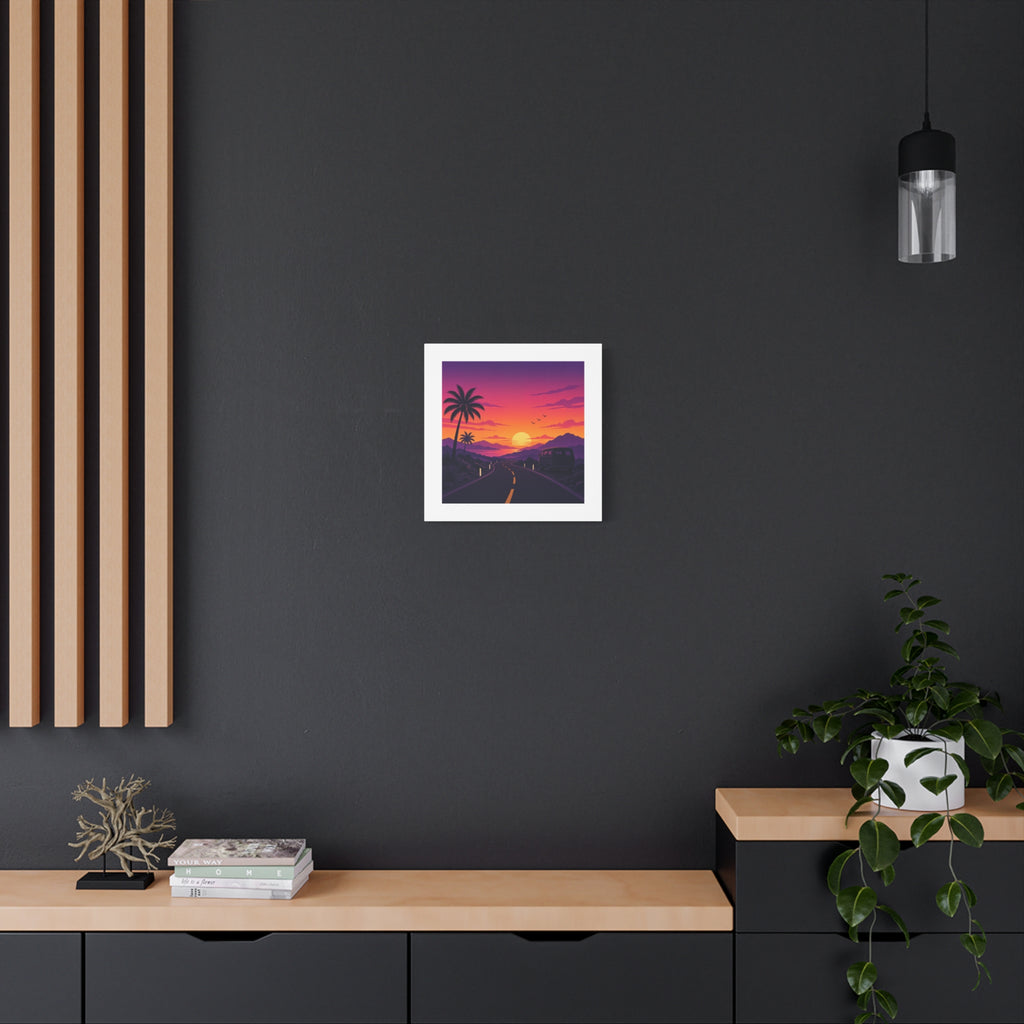 Sunset Road with Palm Trees Canvas
