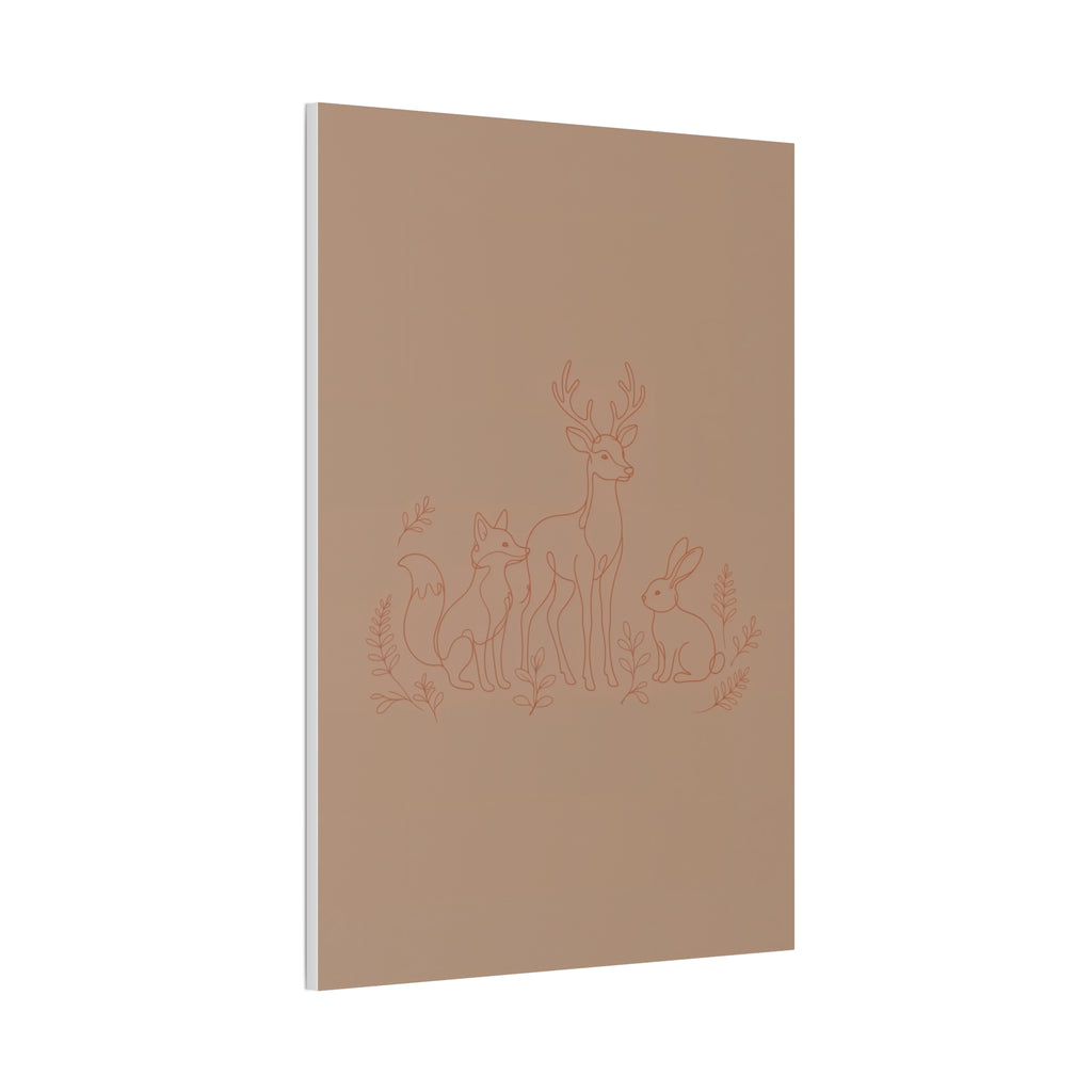 Woodland Animal Line Art Nursery Print | Fox Deer Rabbit Canvas | Gender Neutral Nursery Decor
