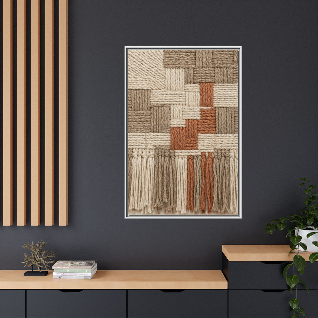 Woven Fiber Art Look Canvas | Boho Macrame Style Wall Art | Natural Textured Wall Decor