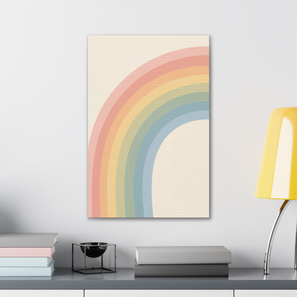 Pastel Rainbow Arch Nursery Print | Soft Gradient Baby Room Canvas | Modern Gender Neutral Decor, Stretched Canvas 0.75"