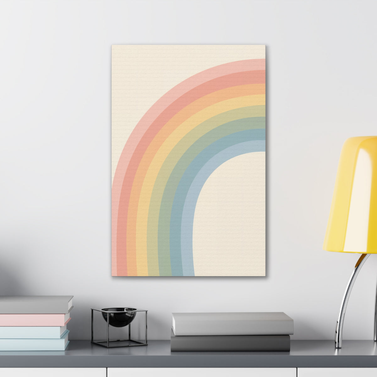 Pastel Rainbow Arch Nursery Print | Soft Gradient Baby Room Canvas | Modern Gender Neutral Decor, Stretched Canvas 0.75"